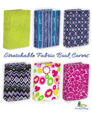 Stretchable Book Covers Prints 6 Pack, Standard Size Washable and Reusable