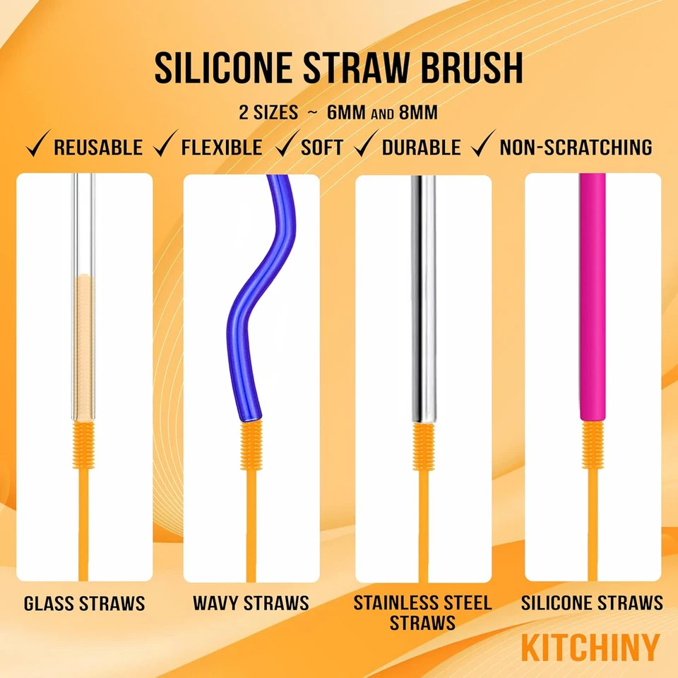 12.5" Silicone Bottle Brush & Straw Cleaner Brush Set, Bottle Cleaner Brush,, - Image 4 of 4