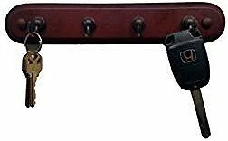 Estante para llaves Spectrum Diversified de 4 ganchos - madera de nogal/bronce Foto 2 de 2