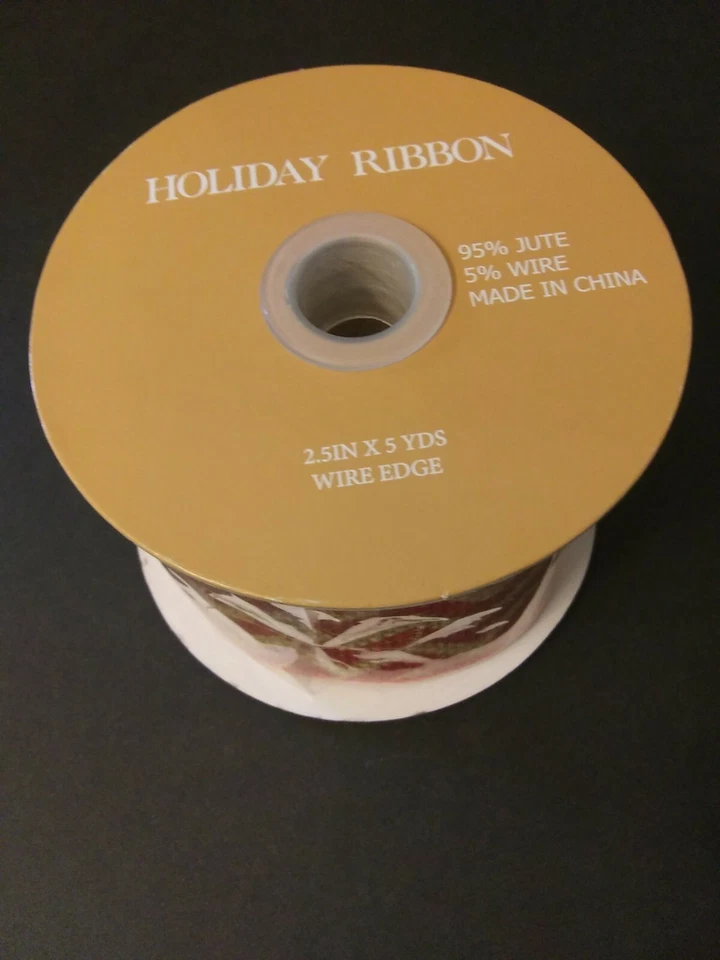 NEW RED Chevron Burlap Ribbon 1.5"x9 FT Farmhouse Holiday Floral Wreath Bow Wire - Image 4 of 4