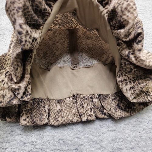 Charisma Mini Skirt Women's Large Brown Snake Print Ruffle Stretch Back Zip - Picture 3 of 14