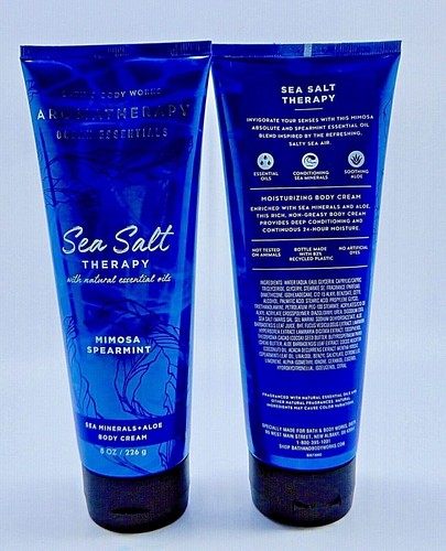 3 BATH & BODY WORKS AROMATHERAPY SEA SALT THERAPY MIMOSA SPEARMINT BODY CREAM - Picture 3 of 8