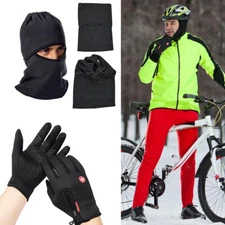 2 Pieces Warmer Neck Gaiter Fleece Face Cover Winter Windproof Cycling Ski Glove