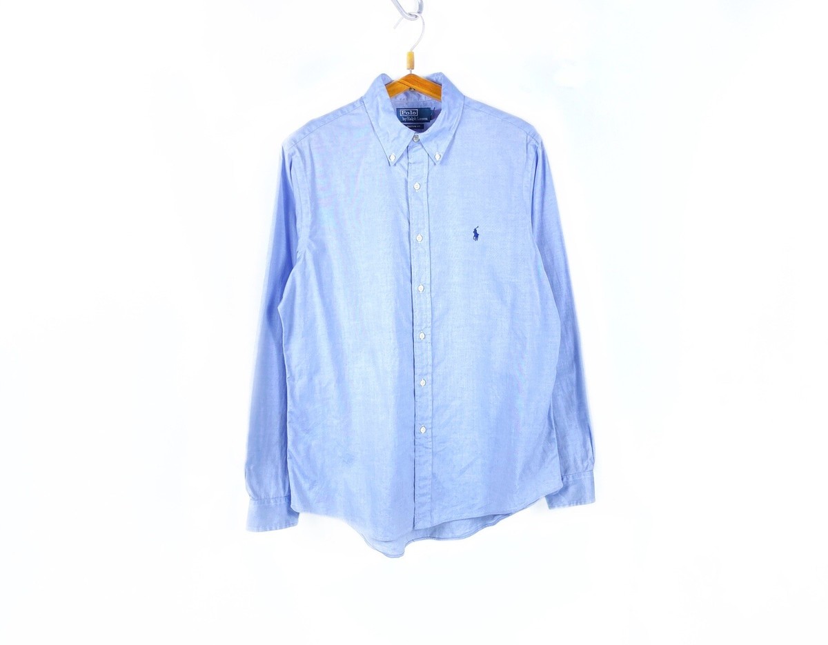 vintage Polo Ralph Lauren Shirt Size M-L White/Blue retro vintage Polo Ralph Lauren Shirt Size M-L White/Blue retro