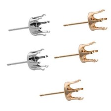 100pcs Stud Earring Base Blank Prong Setting Round Claw Tray Diy Jewelry Making