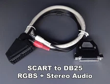 WOOKIEEWIN Female RGB SCART to DB25 D-Sub + Audio Cable for Sony PVM 2030 2530