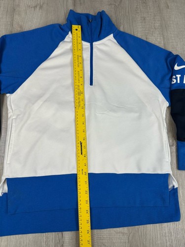 Nike Sweatshirt Dri Fit 1/4 Zip Retro Style Just Do It Blue White Mens Size S - Picture 19 of 22
