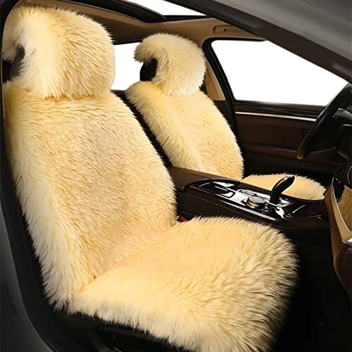 Universal Sheepskin Wool Fur Fluffy Car Seat Cover for Auto SUV Trucks