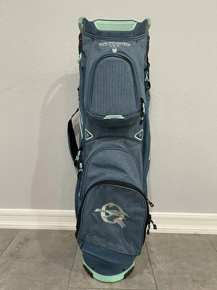 Sun Mountain Sync 14 Way Divider Golf Club Cart Bag Blue/Teal No Rain Cover - Image 3 of 4