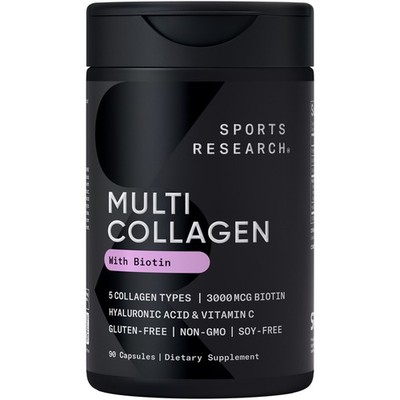 5 Multi Collagen Complex + Biotin 3000mcg for Hair, Skin & Joint Support 90 ct