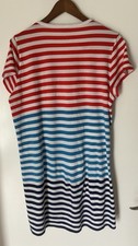 J Crew Dress Womens Large, Orange & White Striped Shift Knit 3/4 Sleeve
