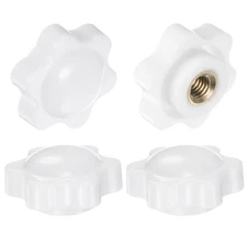 4pcs Star Knobs M6 Thread 25mm Head Non-Through Hole Clamping Handles White