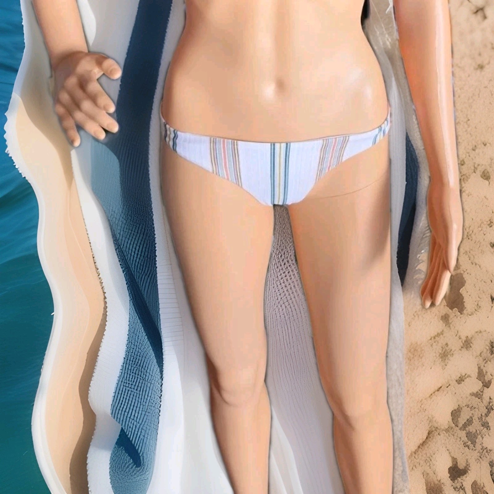 Parte inferior de bikini O’Neill Katana a rayas vainilla flamenco para mujer talla XL NUEVO CON ETIQUETAS