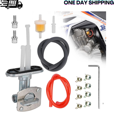 #ad Valve Petcock Tank Switch amp; Line amp; Filter amp; Clips Long necked Petcock $15.90