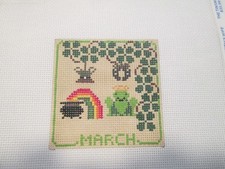 MARCH ORNAMENT-BIRDS OF A FEATHER-HANDPAINTED NEEDLEPOINT CANVAS