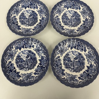 Set Of 4 Merrie Olde England British Anchor Iron Stone Plates 6'' Saucer