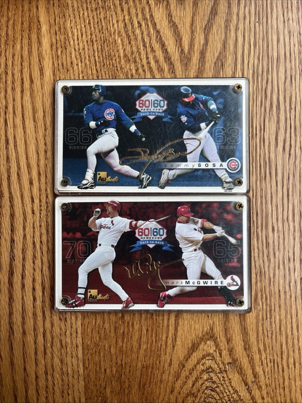 SAMMY SOSA & MARK MCGWIRE 60/60 HOME RUN CARD /2500 SP BY AUTHENTIC IMAGES