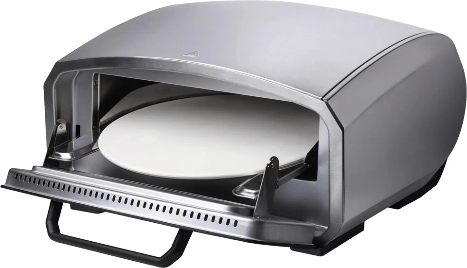 Pizzaofen elektrisch 2100W 500°C rotierender Stein 33cm Timer Edelstahl - Bild 2 von 3