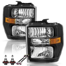 Headlight Assembly Set Fit 2008-2021 E150 E250 E350 E450 Super Duty w Bulbs