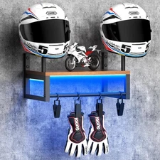 Helmet Rack Wall Mount, Motorcycle Holder, Black walnut colour 