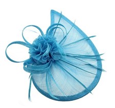 Elegant Women's Tear Drop Sinamay Fascinator with Flower and Curled Feathers