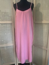 Thread Supply Slip Dress M Coral Pink 100% Tencel Lyocell Midi Side Slit NWT