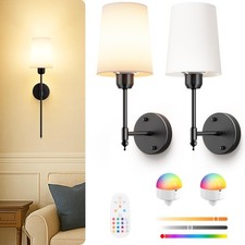 Wireless Wall Sconces Set of 2 Battery Operated, Black Wall Lights with Recha...