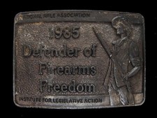 NF25110 VINTAGE 1985  DEFENDER OF FIREARMS FREEDOM  NRA/ILA GUN BELT BUCKLE