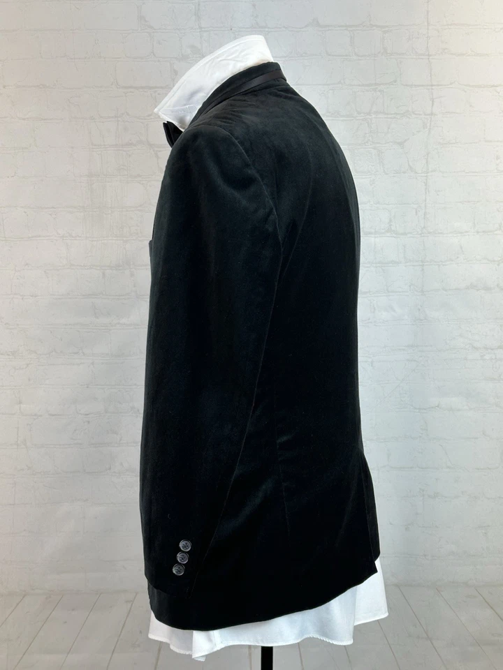 Blazer smoking formal masculino H&M preto veludo sólido algodão 44R - Imagem 4 de 4