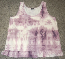 Damen Trägershirt Hängerchen Lila/Weiß Batik Volant Gr. XL C&A Yessica