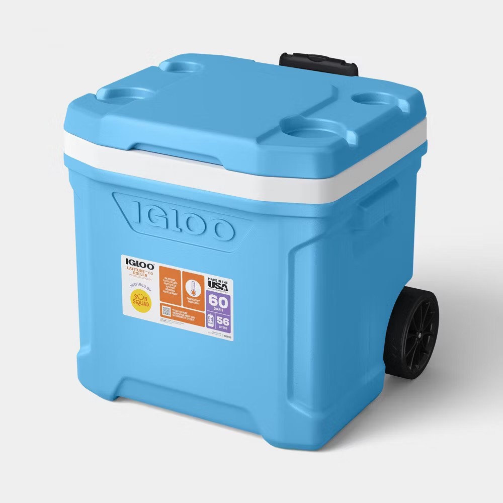 Sun Squad Latitude 94 Cans/60qt Rolling Cooler - Carolina Blue
