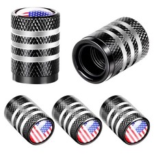 Tire Valve Stem Caps - 5 Pack , Metal Valve Stem Caps with A:American Flag