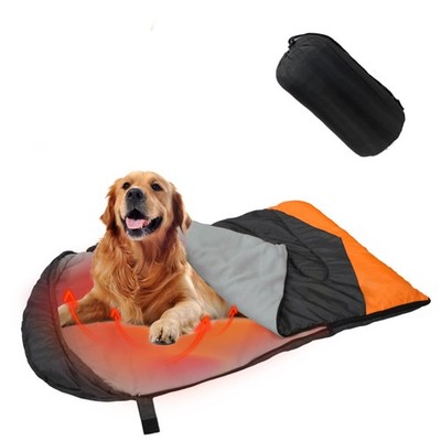 Heating Dog Sleeping Bag, Heated Waterproof Warm Packable Dog Bed Mat with St...