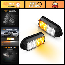 2-pack Amber Strobe Lights - Led Emergency Warning Lamps For Trucks Police Mot 2-pack Amber Strobe Lights - Led Emergency Warning Lamps For Trucks Police Mot