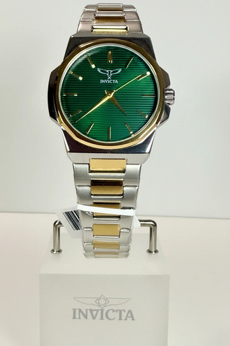 69972 Invicta Specialty I Mens 45mm Two Tone Gold Silver Green Dial Watch