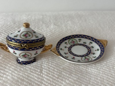 Limoges Soup Tureen & SaucerBlue Hand Painted Trinket Box Blue