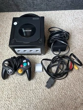 Nintendo GameCube Black Video Game Console Controller Cords & Memory Card