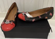 Coach Leila Floral Flats Size 6M Mahogany Pink Q9085 Genuine leather