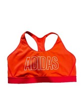 Adidas Womens Don't Rest Alphaskin Sports Bra Medium Neon Orange Spell Out