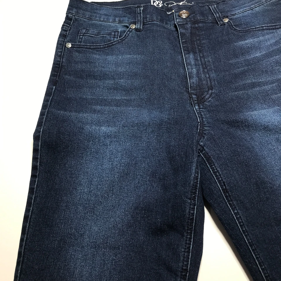 Pantalones Cortos DG2 Gilman Mujer Ajustados Largo Bermudas Azul Denim Tiro Medio Talla 14 Foto 3 de 4