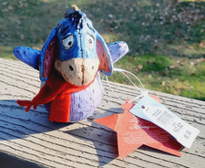 Eeyore Disney Store Christmas Hanging Ornament Figurine Wooden 1999 w Tags 4"