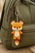 Crochet Fox Keychain  Velvet Yarn Amigurumi Plush