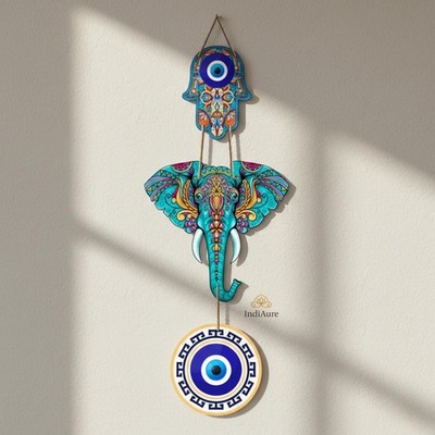 Evil Eye Ganesha Wall Hanging | Spiritual Indian Home Decor | Vastu Protection