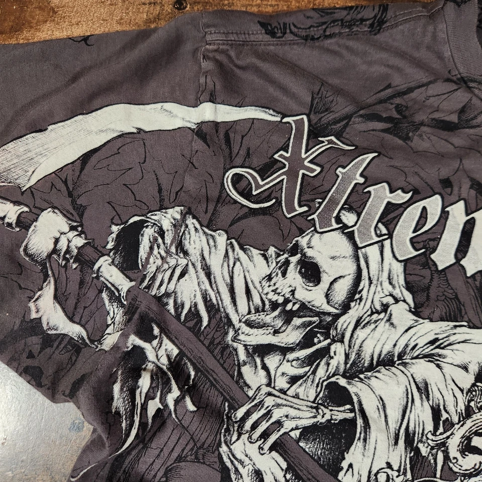 Camisa De Colección Xtreme Couture Affliction Para Hombres Grande Gris Y2K Grunge Calaveras MMA Foto 4 de 4