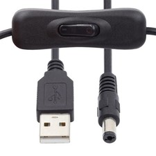 Cable DC 5.5x2.1mm Plug to USB -A Cable with On Off Power Switch Button for D...