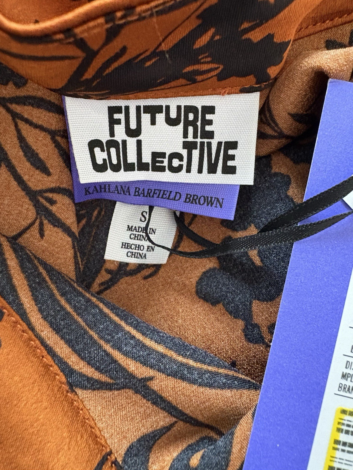 Future Collective Kahlana Barfield Brown Dress S NWT Brown Black Fit Flare Midi