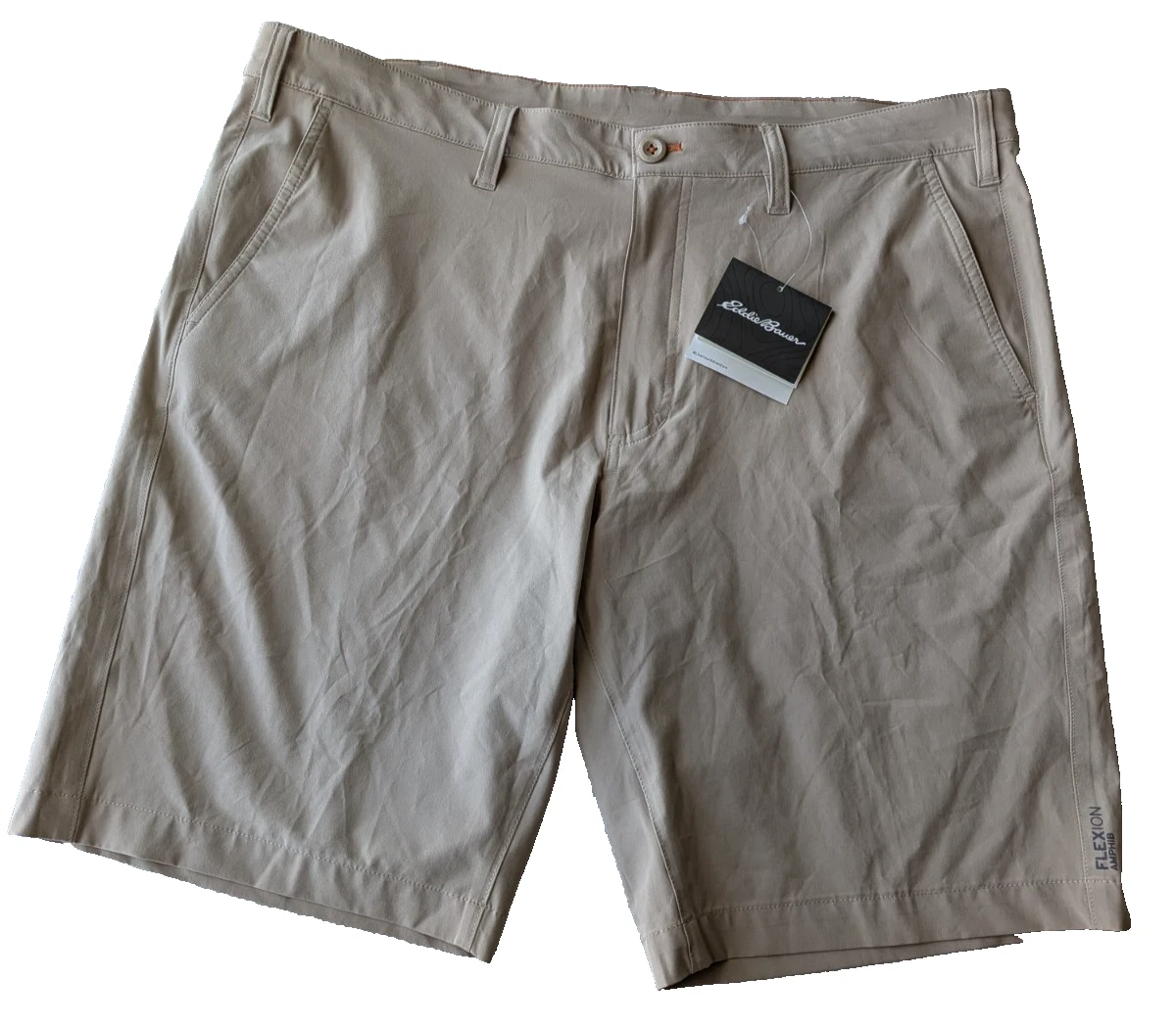 NEW Eddie Bauer Shorts Men 38 Beige Flexion Amphib Hybrid Outdoor Hiking Camping