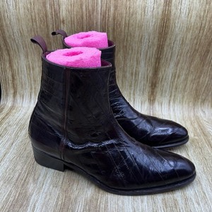 Mezlan Rochelle Eel Skin Boots Men\'s Size 10 Burgundy Side Zip Dress Pointed Toe eel boots products for sale | eBay main image 3