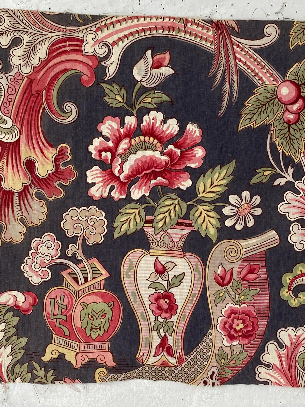 French fabric 19th century old printed cotton c1870