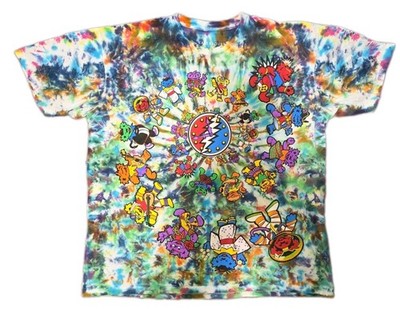 Earthbound Grateful Dead Dancing Bears Through Time Tie Dye T-Shirt   XL